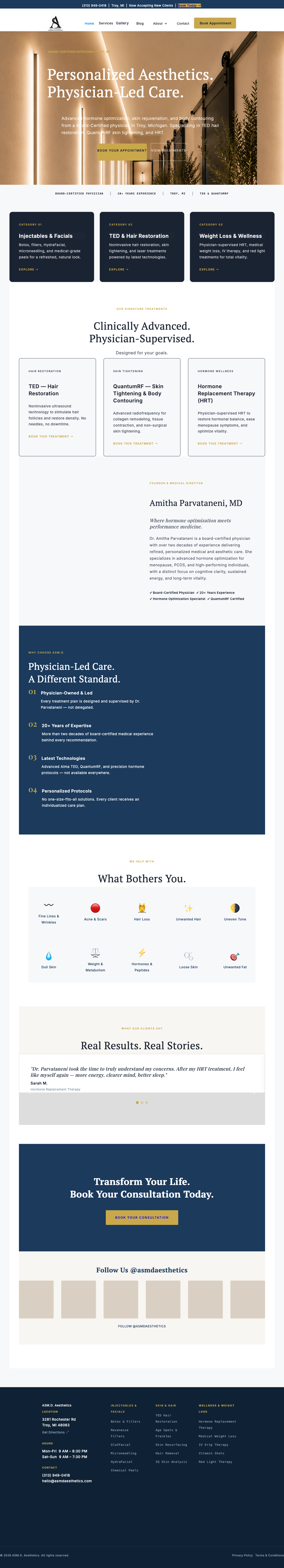 ASMD Aesthetics new Webflow homepage