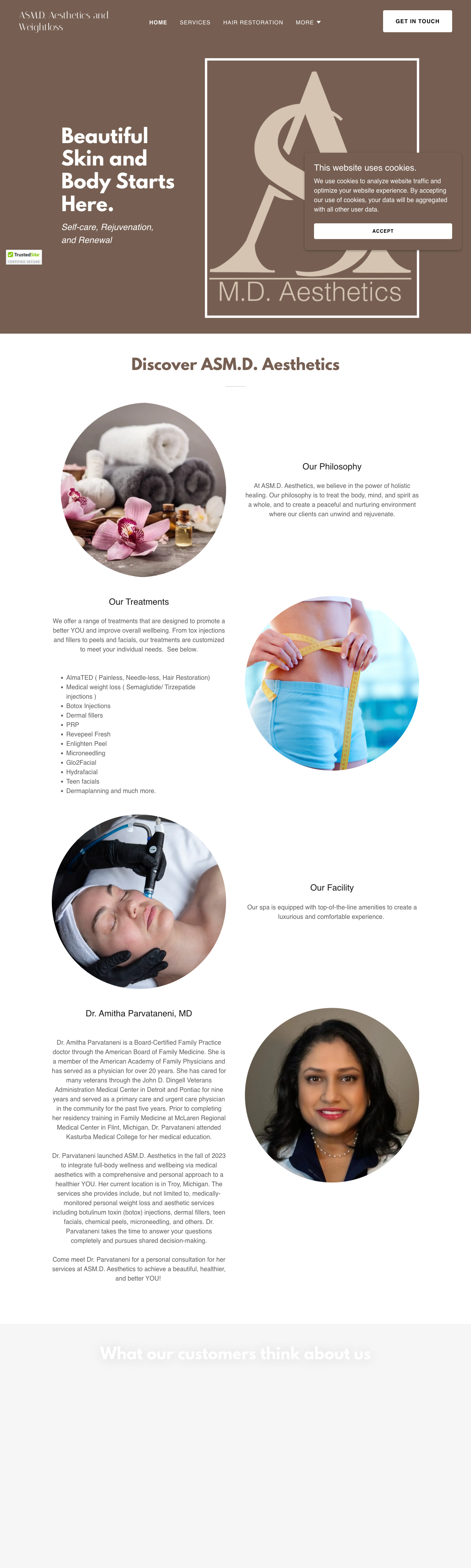 ASMD Aesthetics old GoDaddy homepage